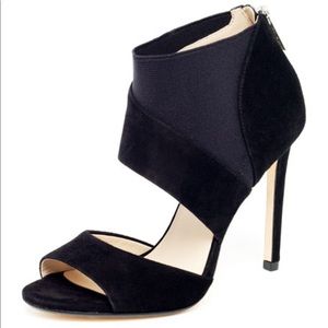 Kors MK Ainsley suede zip up open toe pumps